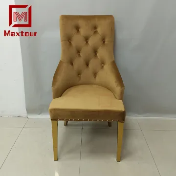 Luxury Gold Stainless Steel and Velvet Dining Room Chairs