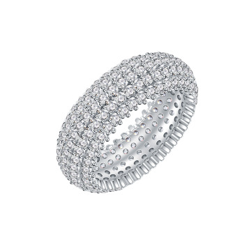 Stunning Luxury CZ Jewelry: Exquisite Multi-Row Cubic Zirconia Ring in 925 Silver - Perfect Gift for Him and Her