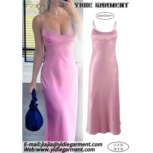 Vintage Backless Thin Straps Female Dresses
