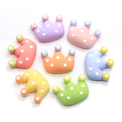 Candy Colors Crown Dots Resin Toy Ornament Flatback Embellishment Diy Dollhouse Girls Decoration Scrapbooking Diy Deco