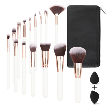 HMU hochwertiges veganes Make -up -Bürstenset - weiche umweltfreundliche Pinsel mit weißem und roségoldem Design
