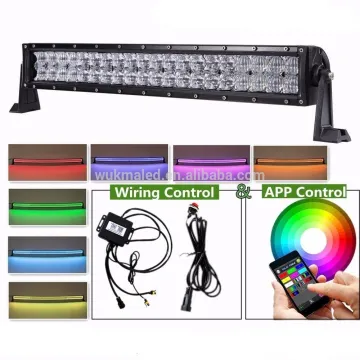 5D RGB Straight LED Light Bar Bluetooth Connectivity Strobe Flash Multicolor For Jeep SUV ATV Truck Off-road with wiring Harness
