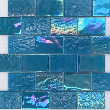Wholesale Porcelain Ice Crackle Mosaic Tiles - Aqua Blue Ceramic Pool Tiles