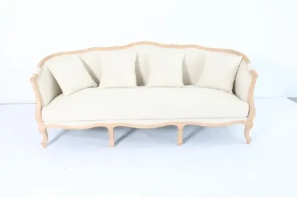 Antique French Style Curved Solid Wood Wedding Furniture: Louis Sofa with Birch Wood Frame for Parties