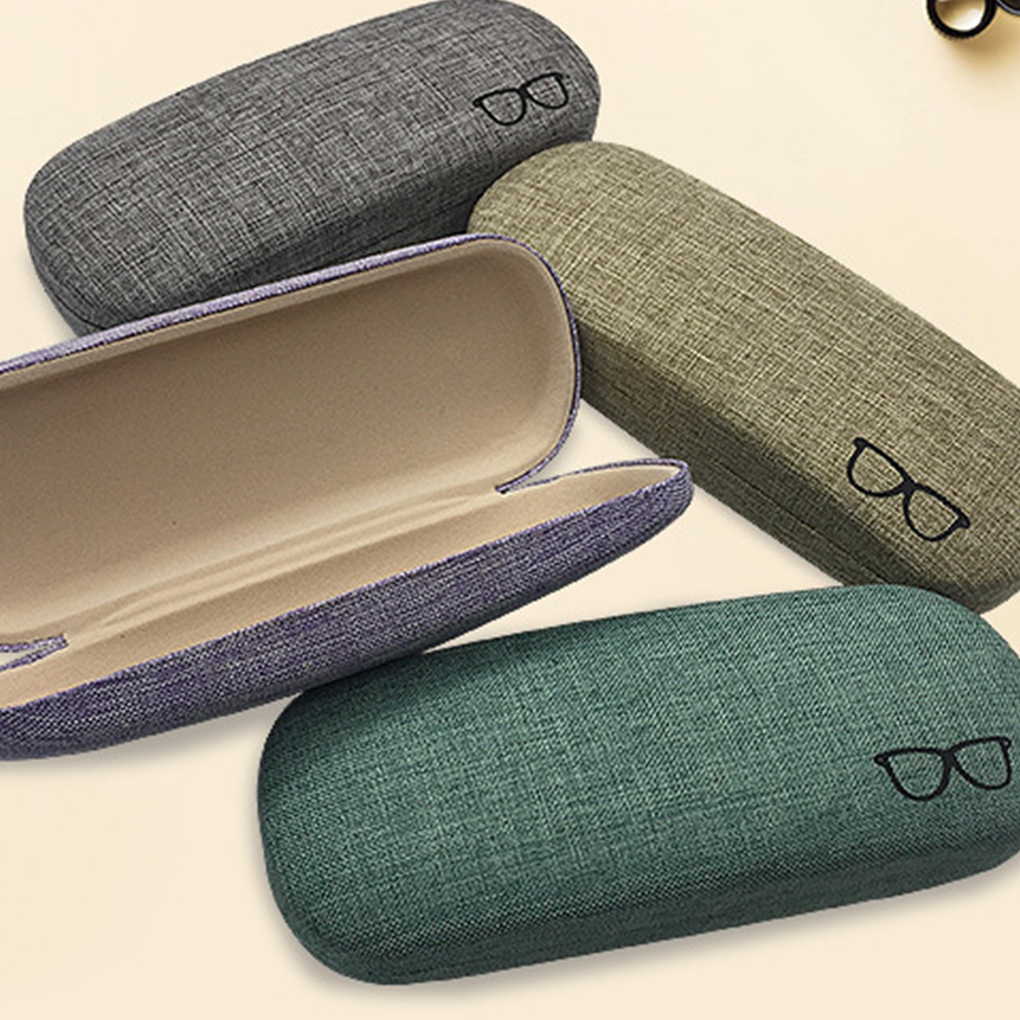 Portable Glasses Eyewear Box Case Bags Metal Linen Display Solid Color