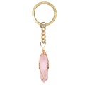 Rose Quartz Hexagonal Pointed( 8x32mm) Pendant Wrapped Gold Wire Necklace 45cm Black Cord