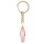 Rose Quartz Hexagonal Pointed( 8x32mm) Pendant Wrapped Gold Wire Keychain