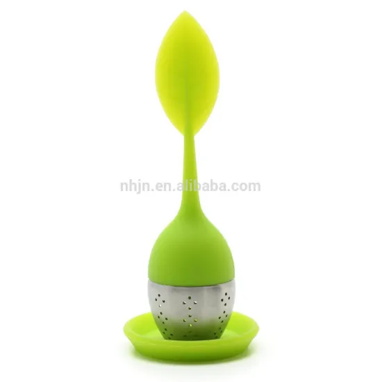 Tea Infuser Leaf Strainer Handle with Steel Ball Silicone Leaf Lid