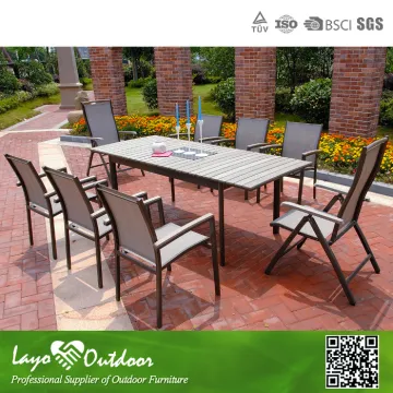 Alum ps wood dining Table Sets Outdoor Furniture Patio Bar And Stools Set Garden Furniture