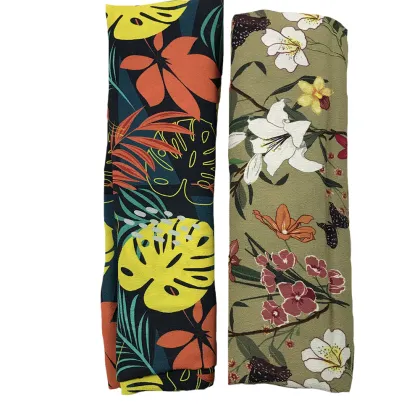 Factory Outlet Tropical Pattern Digital Printed Fuli Crepe Rayon Fabric for Clothes