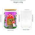 Purple Mushroom House Glass Storage Jar