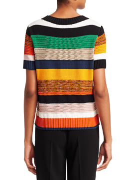 Latest Design Stripe Crop Top Crochet Sweater