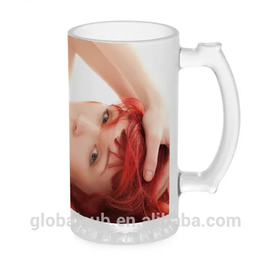 Wholesale 16 oz frosted Glass Beer sublimation Mug with photo printing