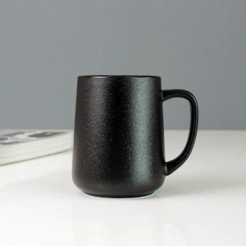 Modern Design Black Mug with Glossy Interior and Golden Rim