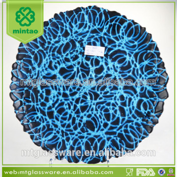 Wholesale Wedding Decorative Blue Glass Charger PLate