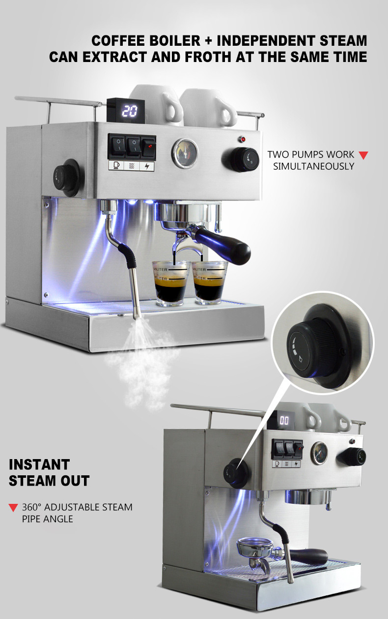 Household Espresso Coffee Maker Italian Semiautomatic Singlehead