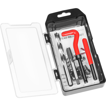 Metric HSS Helicoil Thread Repair Insert Kit with Compatible Hand Tool Set for Damaged Thread and Auto Repair