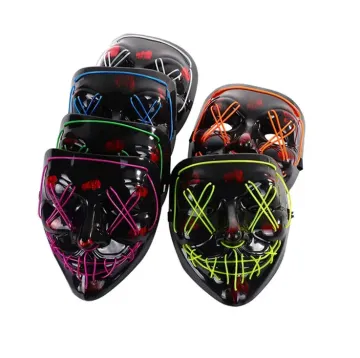 LED Rave Mask : El Wire Neon Light-Up Halloween 마스크
