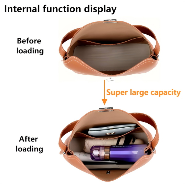 Leather flip-top fashion handbag for women