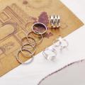 European and American new ring creative retro simple multi-layer opening cross twist ring set 8 pieces