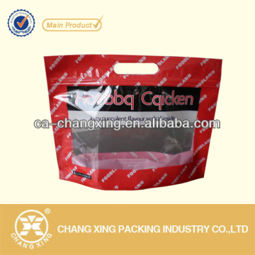 high transparent hot chicken bags with clear windnow and press open zipper lock