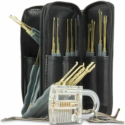 24pcs Lock Pick Set - Locksmith Tools & Practice Supplies