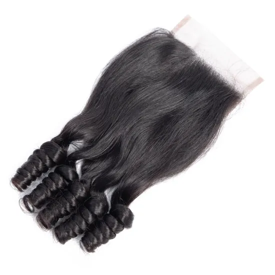 Virgin Cuticle Aligned Brazilian Human Hair Double Drawn Virgin Hair Fumi Loose Wave Bundles with Lace Closure