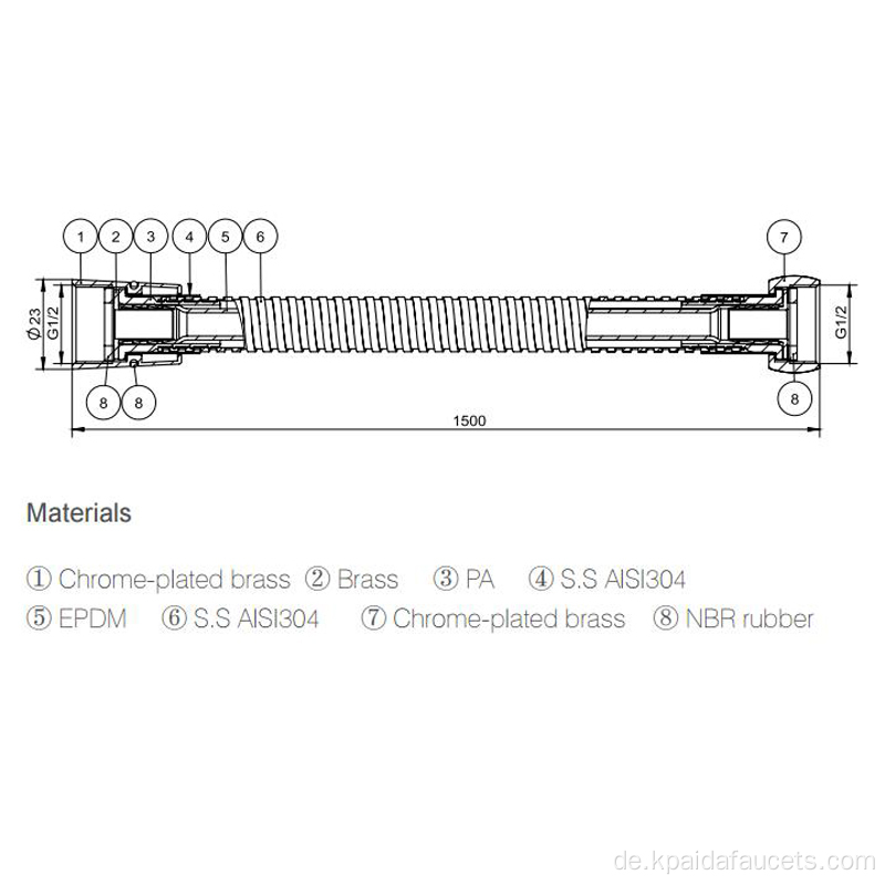 Metall Duschschlauchrohr Handheld Duschköpfe