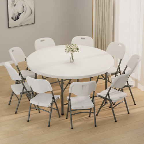 White Round Plastic Foldable Wedding Banquet Table