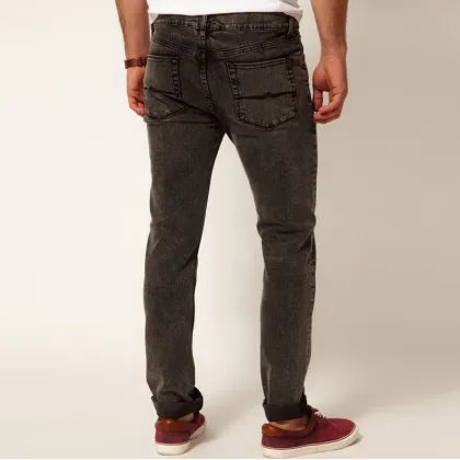 Alibaba casual men wear denim pants black slim washed jeans