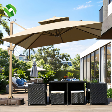 Wholesale 12ft Cantilever Roman Parasol with LED Base Solar for Outdoor Garden Patio Cafe