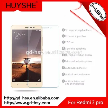 Redmi 3S Screen Film Clear 0.3mm Tempered Glass Screen Protector for Mobile Phone Xiaomi Redmi 3S Factory In Shenzhen