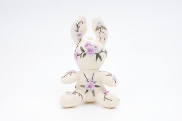 Yi Floral Embroidery Linen Bunny Doll