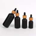 Matte Black Serum Glass Bamboo Dropper Bottle