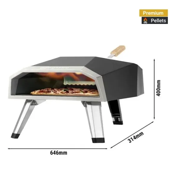Portable Wood Pellet Pizza Oven - Depth: 300 mm