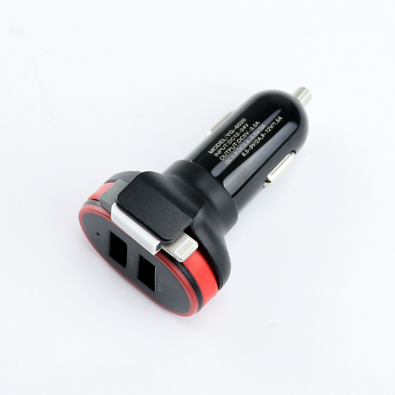 Chargeur de voiture QC-3.0 Chargeur rapide double port USB