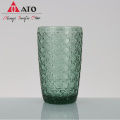 Green household pattern tall glass wine glass set