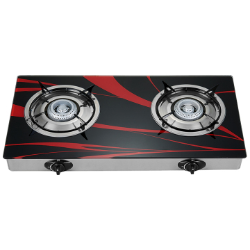 Good quality blue flame 2 burner tempered glass top honeycomb burner gas stove
