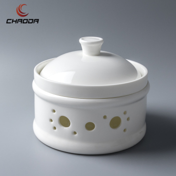 TAI Dish White Porcelain Bowl Set with Lid - Asian Zen Style 6.5 Inch Ceramic Bowls