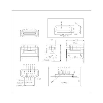 Type-C 6P Female Waterproof SMT 180°