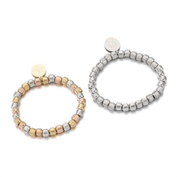 Yiwu Aceon Stainless Steel Beaded Mary Bracelet with Tri-Colors and Elastic Bands