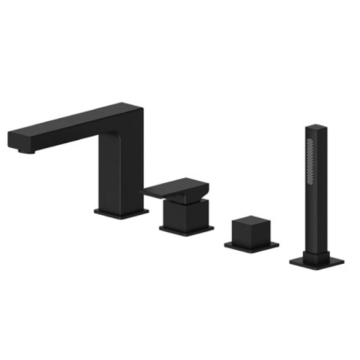 Robinet de tube de bain en aérosol large noir mat avec accessoires de salle de douche