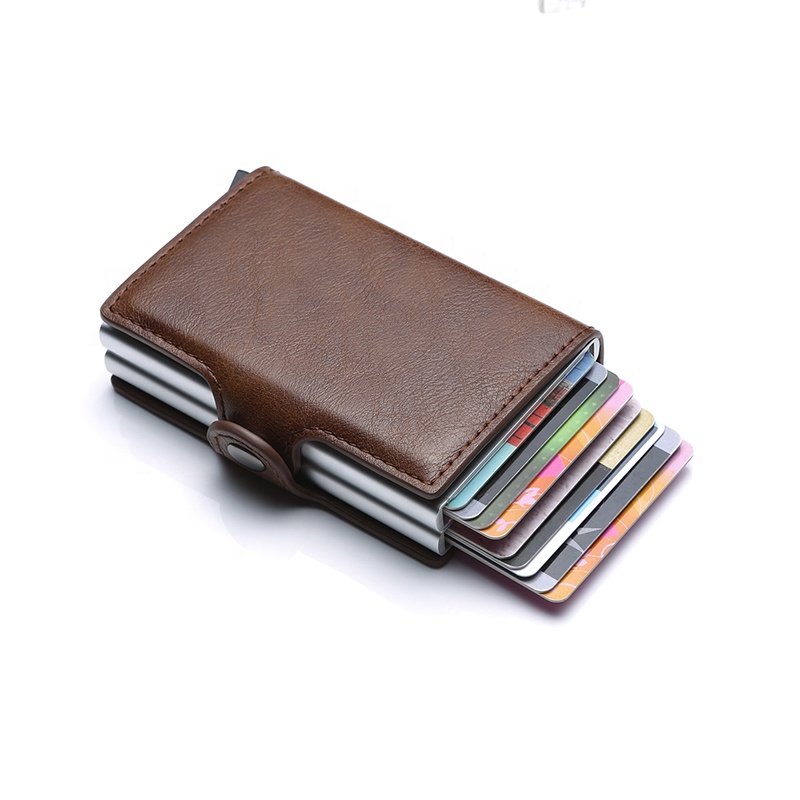 Top Selling Automatic Popup Awesome Wallets Aluminium Alloy Automatic Credit Card Pu Leather Wallets For Men6