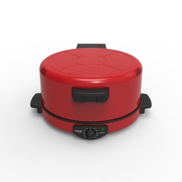 White and Red Electric Pizza Bread Maker with Temperature Control and Window