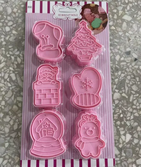 6pcs Plastic Christmas Fondant Tools - Tree, Gloves, Elk Biscuit Cutters