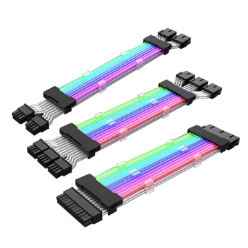 RGB PSU Extension Cable ATX 24Pin/GPU 8Pin Triple Streamer PCI-E 6+2Pin 5V Sync for PC Case Decoration