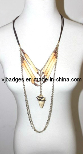 Ivory with Metal Chains Necklace Jewelry