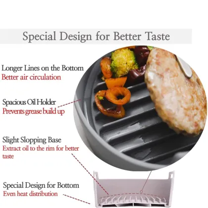 Reusable Baking Circle Liners - Heat Resistant, Gray, Basket Design, Multipurpose, Non-Stick Collapsible Pan Silicone Air Fryer Liners