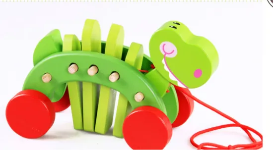 Educational toy. Wooden Pull Along Baby Toy-Dinosaurs