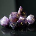 Pure Natural Gemstone DND Dice Set with Case, 7PCS Handmade Real Stone Dice Set for Dungeons and Dragons Tabletop Games